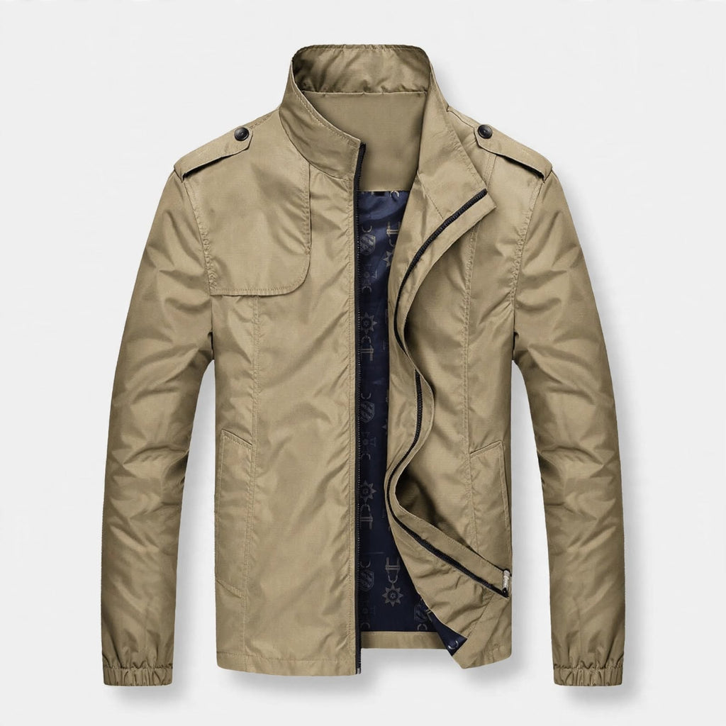 Cedric Ashbourne | Khaki Mens Jacket with Stand Collar
