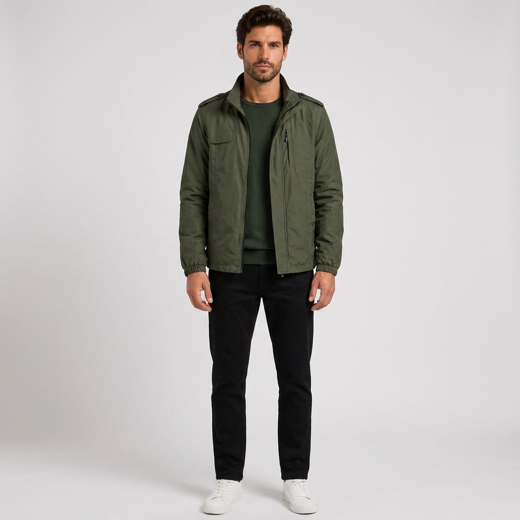 Theodore Edwards | Mens Jacket with Stand Collar - Green