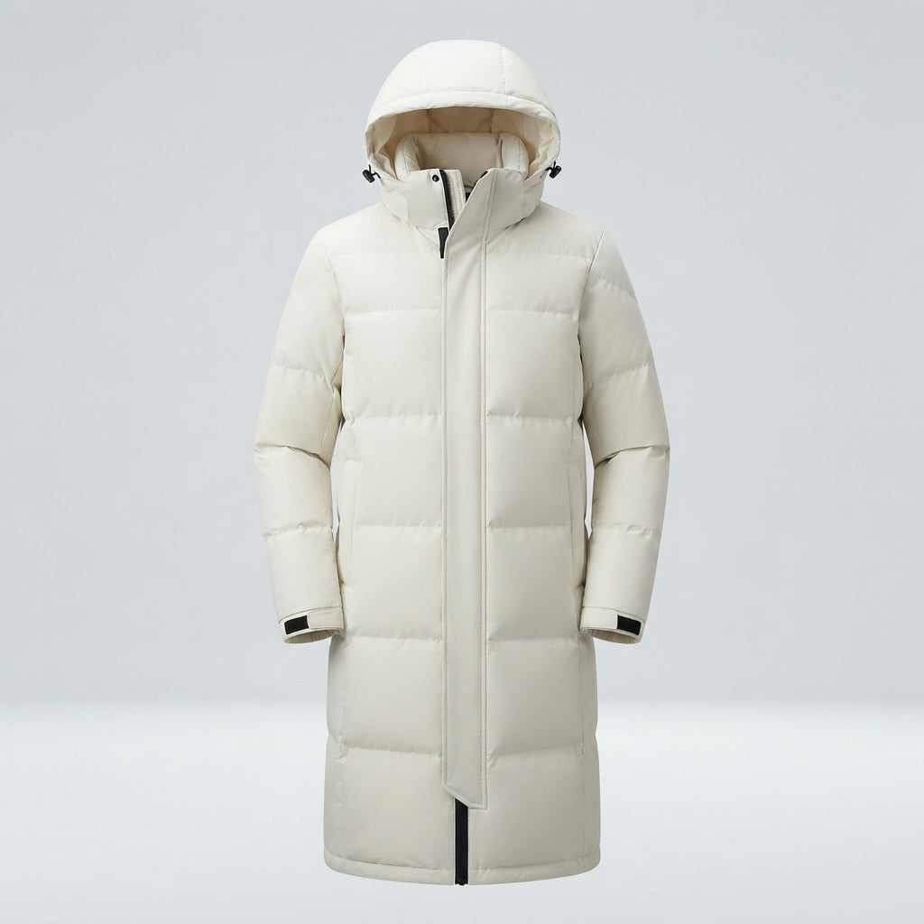 Hugo Pennington | Long Hooded Duck Down Mens Coat