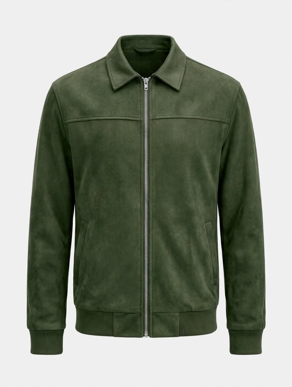 Angus Whitfield | Olive Suede-Effect Mens Jacket