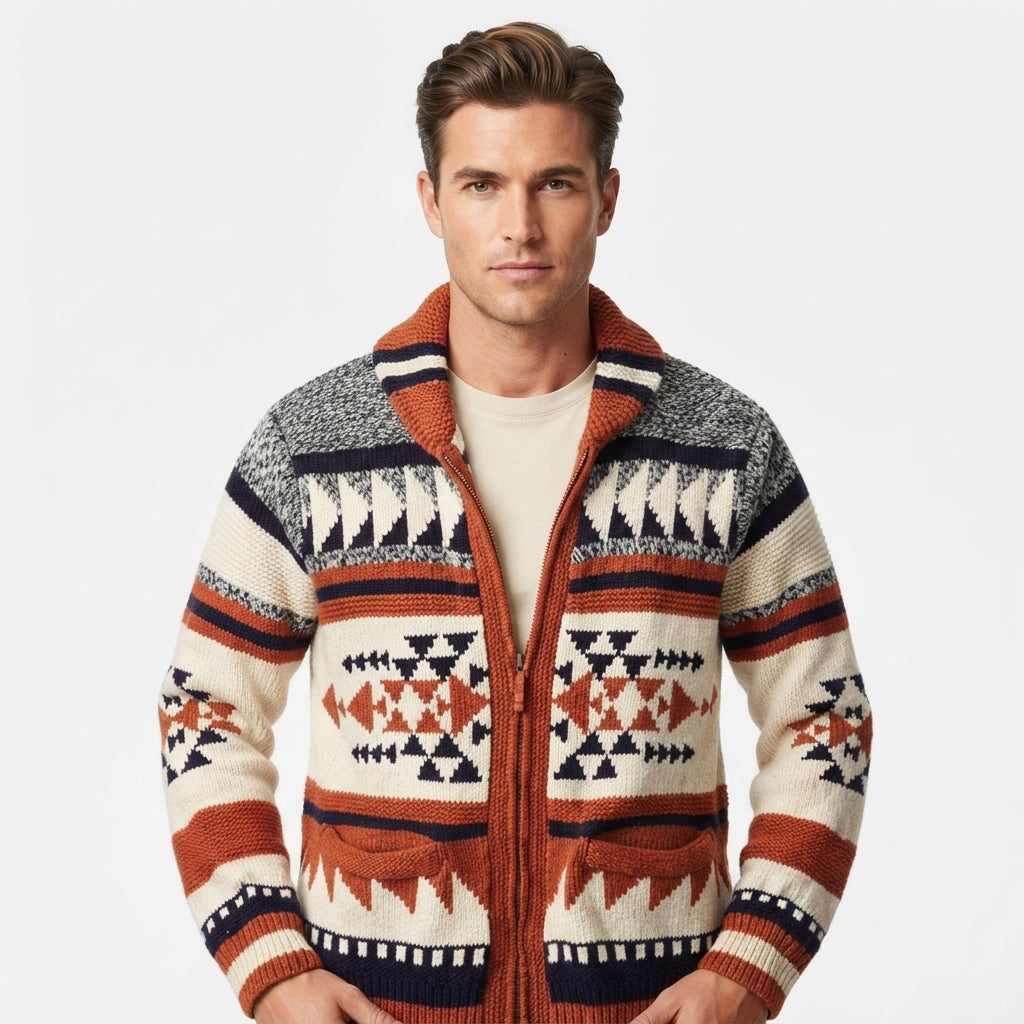 Oliver Fenwick | Aztec-Print Zip-Up Cardigan