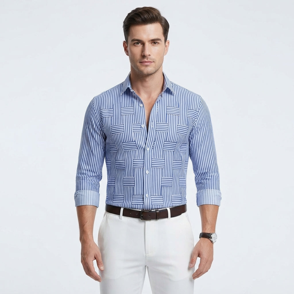 Thomas Redgrave | Striped Long Sleeve Shirt for Men