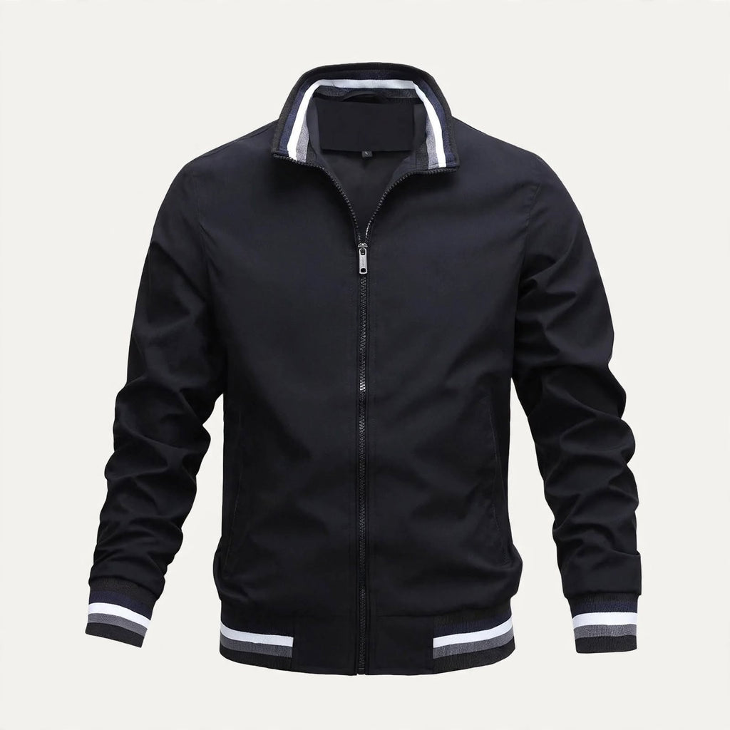 Alistair Thorne | Mens Jacket with Striped Rib Trim