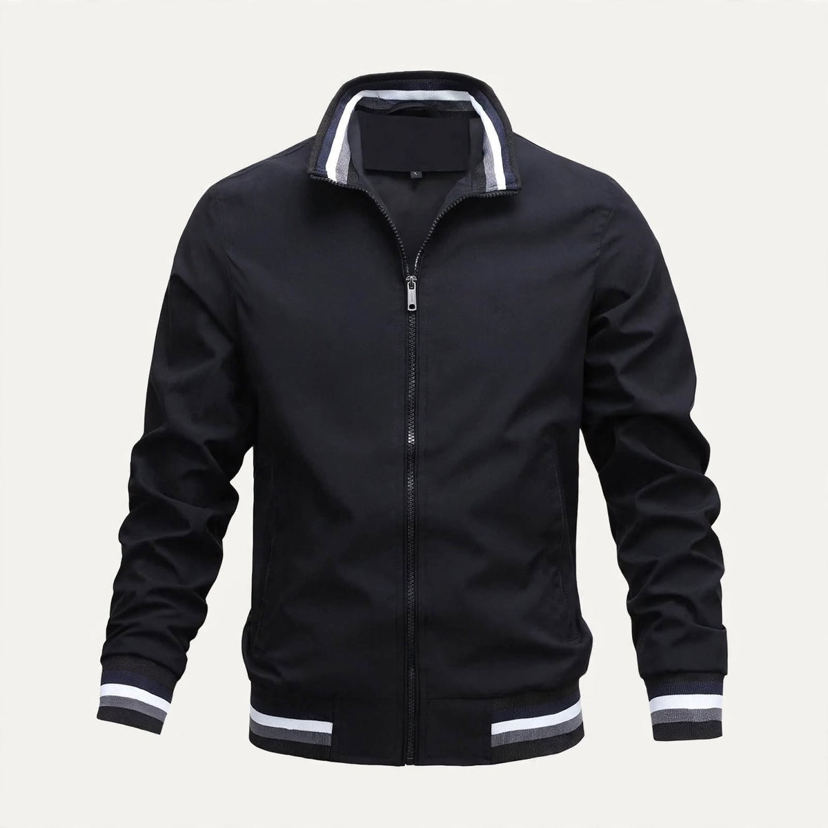 Alistair Thorne | Mens Jacket with Striped Rib Trim