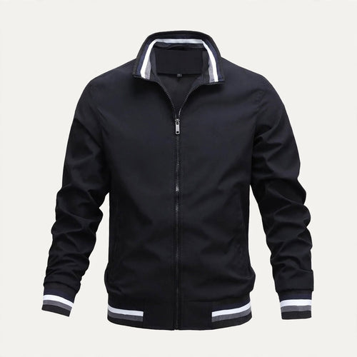Alistair Thorne | Mens Jacket with Striped Rib Trim