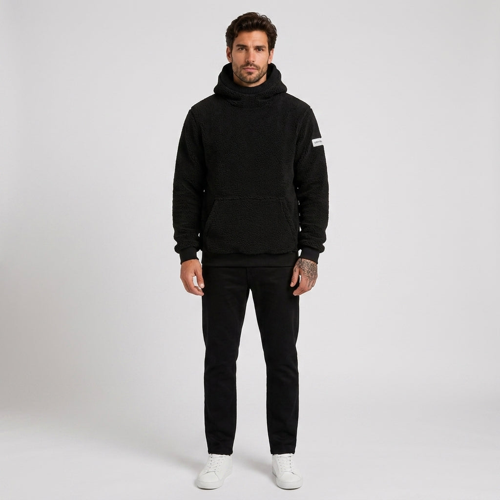Tobias Smith | Green Plush Sherpa Hoodie - Black