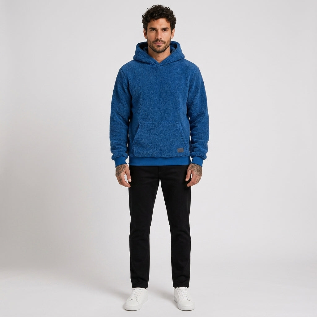 Tobias Smith | Green Plush Sherpa Hoodie - Blue