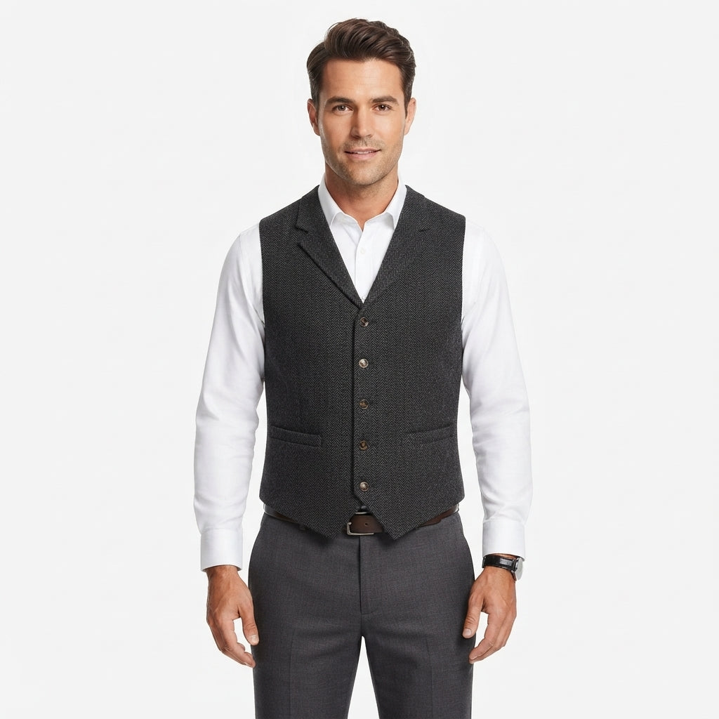 Tobias Sterling | Herringbone Wool Waistcoat for Men