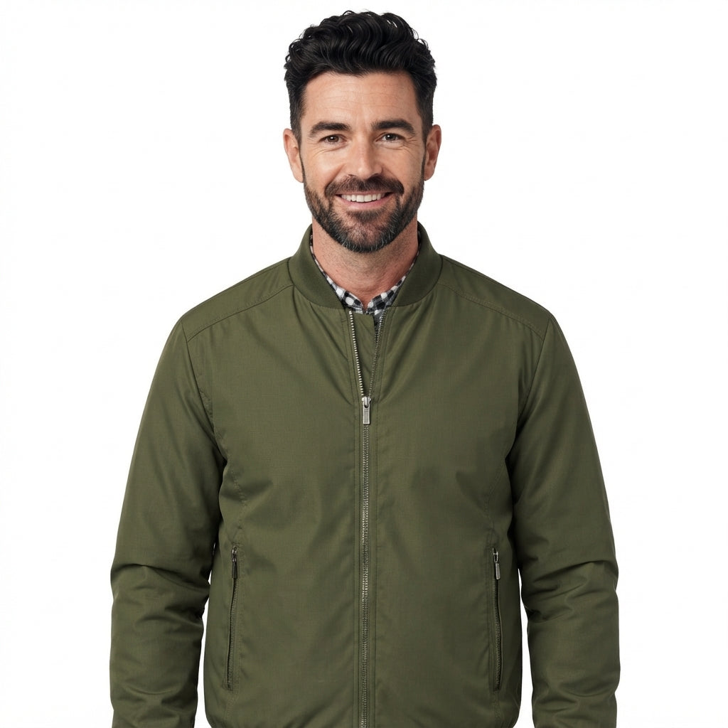 Lachlan Ferris | Olive Green Mens Jacket With Zip Front