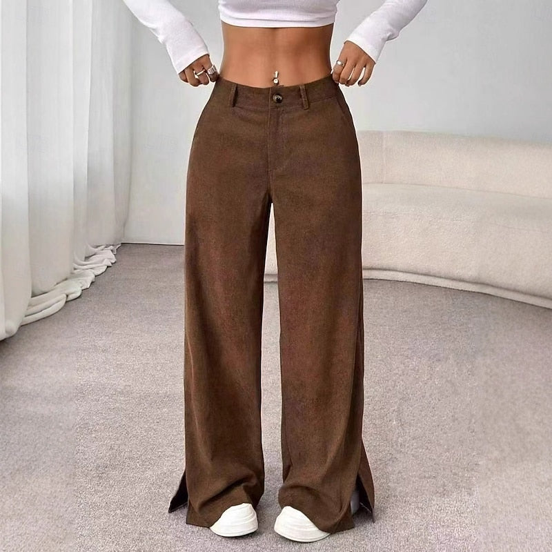 Olivia Brown | High-Waist Wide-Leg Corduroy Trousers