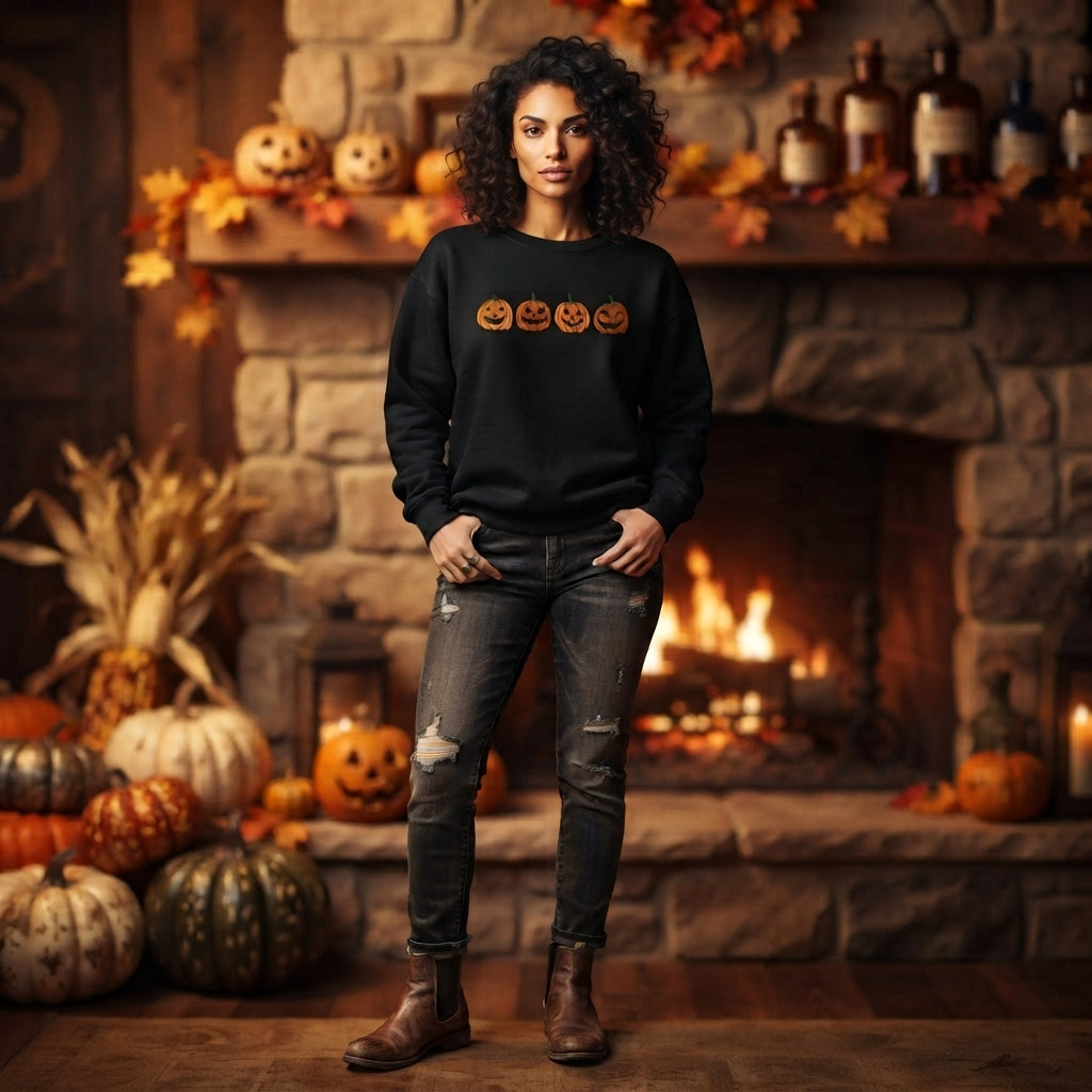 Isla Whitmore | Black Jack-O'-Lantern Halloween Sweater