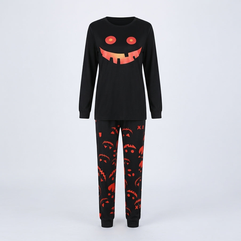 Freya Marsh | Pumpkin Print Halloween Pyjama Set For Couples