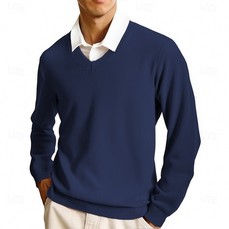 William Kensington | Classic V-Neck Ribbed Knit Sweater
