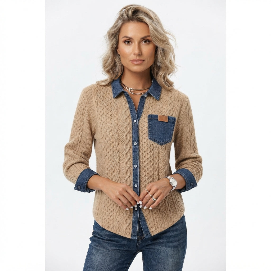 Verity Ashcombe | Textured Contrast Knit Shirt