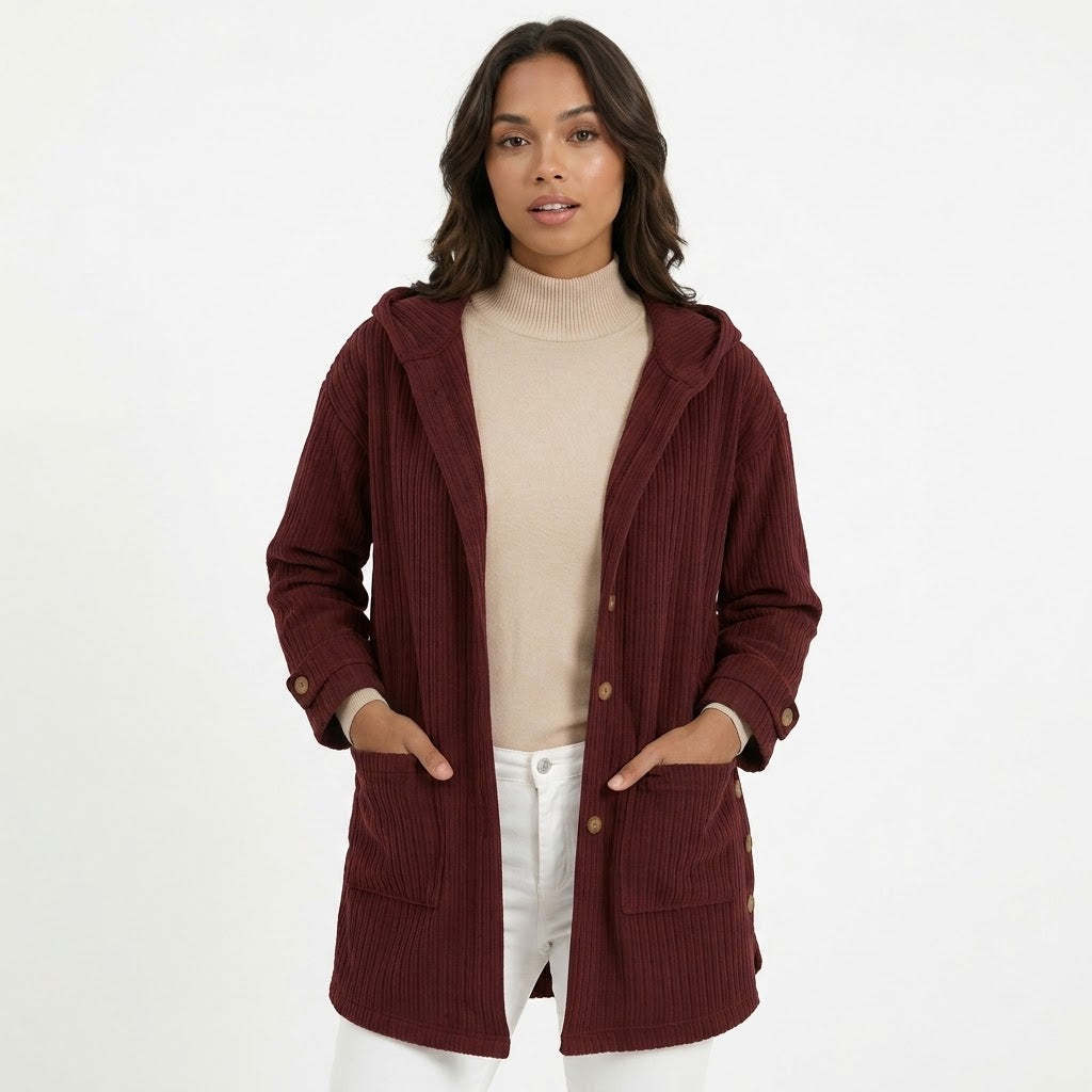 Verity Robinson | Corduroy Hooded Longline Jacket For Women