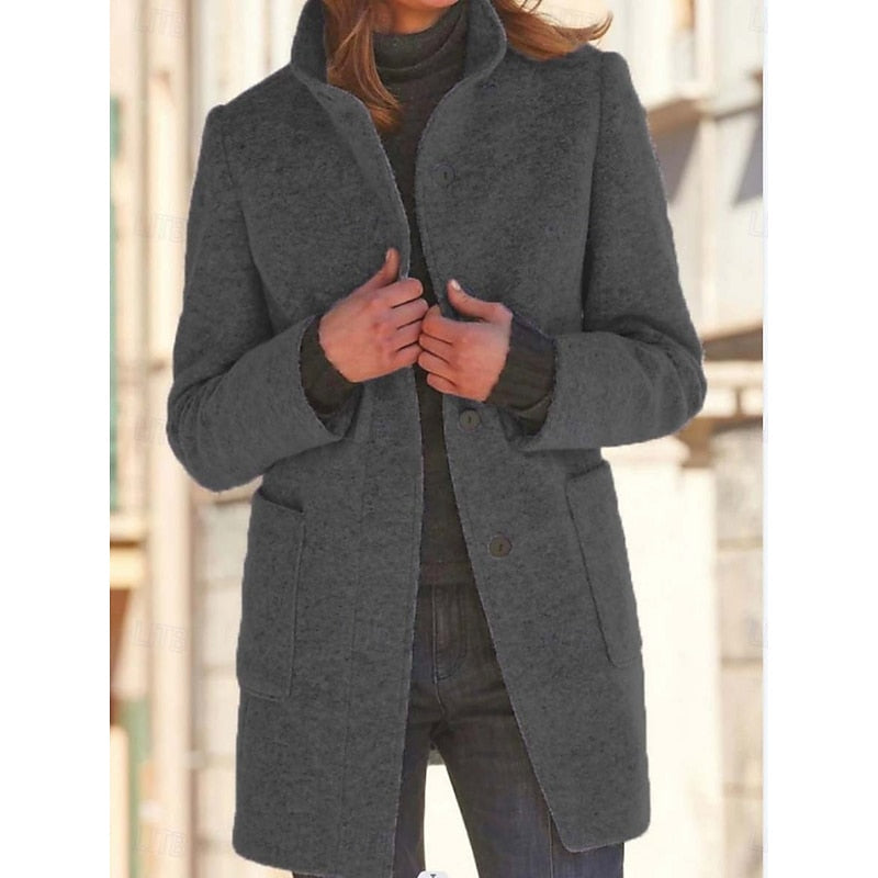 Rhona Merriweather | Refined Stand-Collar Wool Coat