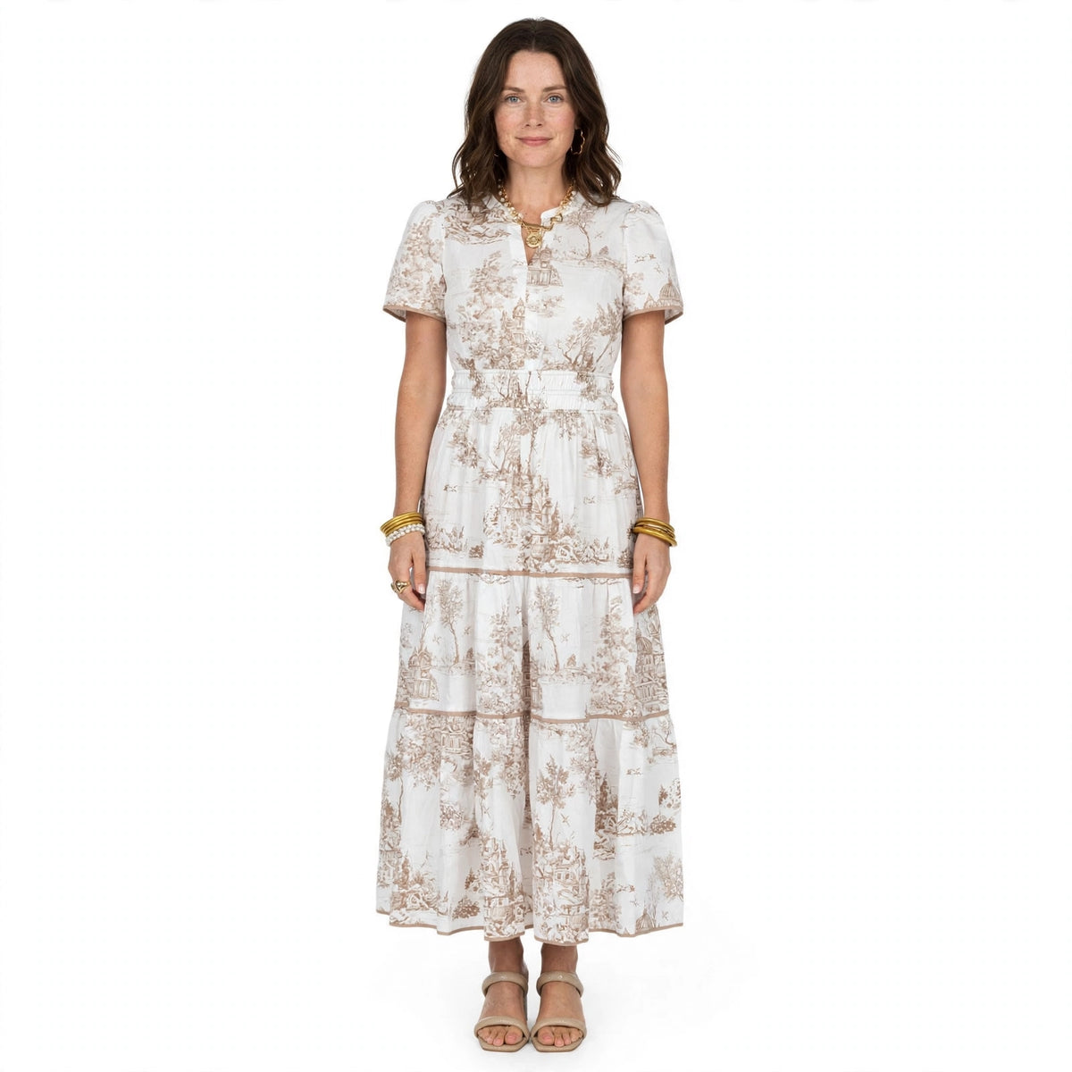 Constance Whitmore | Toile Print Tiered Maxi Dress