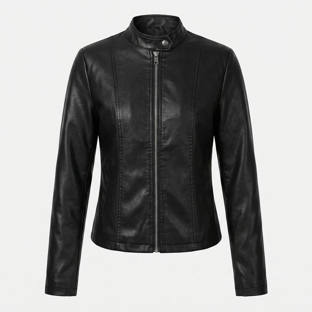 Victoria Williams | Short Faux Leather Zip-Up Jacket
