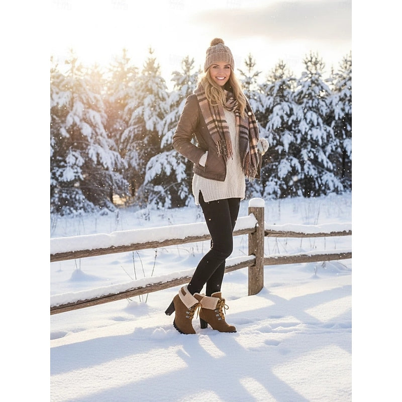 Freya Robinson | Fur-Trimmed Lace-Up Winter Boots