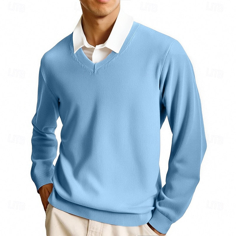 William Kensington | Classic V-Neck Ribbed Knit Sweater