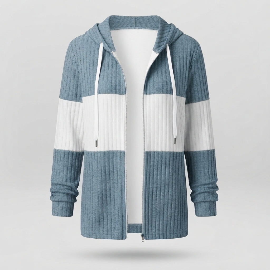 Wilhelmina Ashby | Textured Colour-Block Hooded Jacket