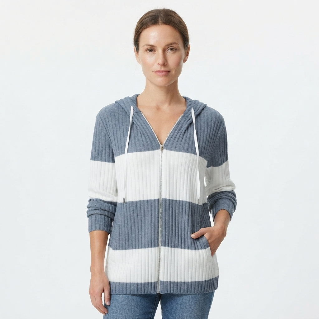 Wilhelmina Ashby | Textured Colour-Block Hooded Jacket