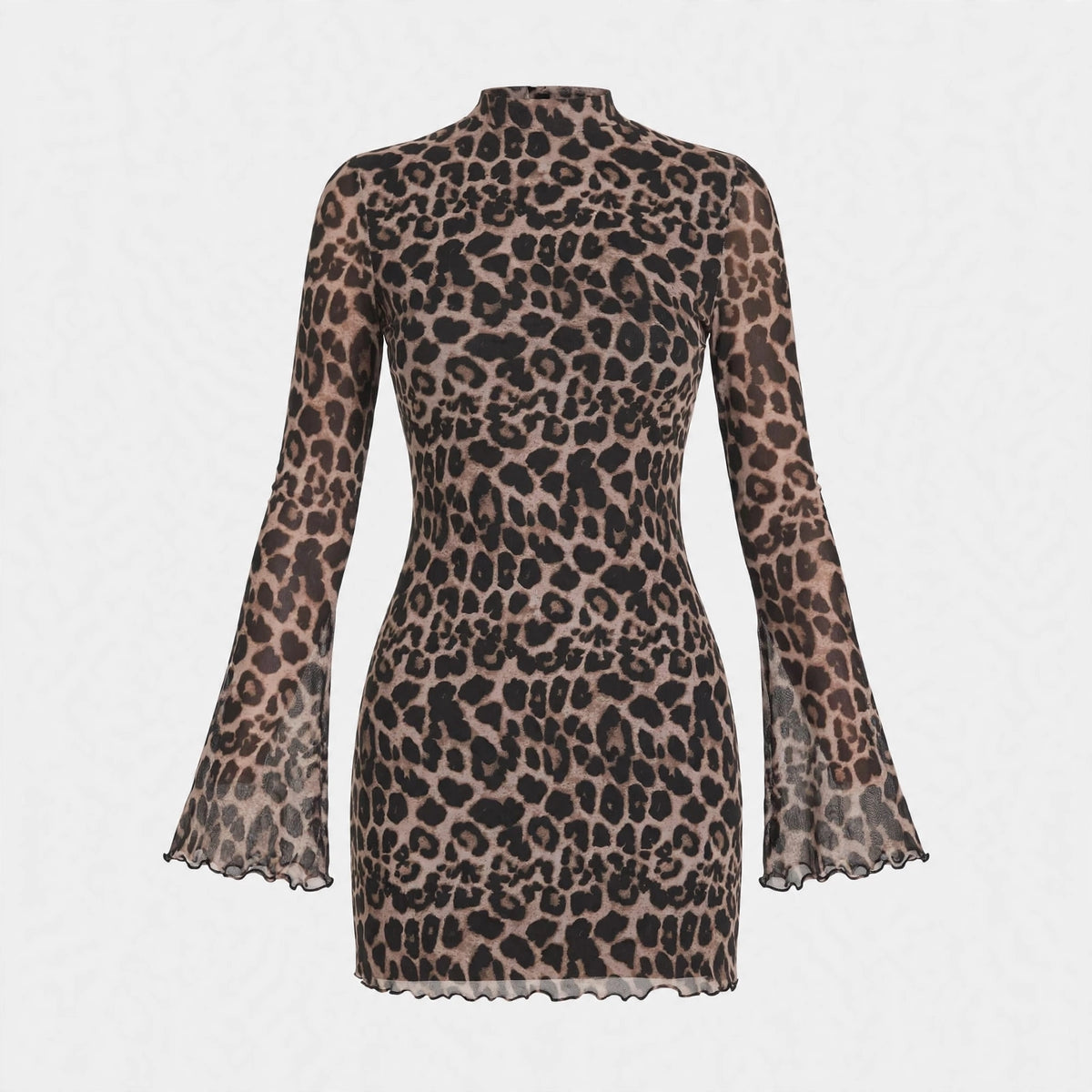 Arabella Prescott | Leopard Print Bell Sleeve Mini Dress
