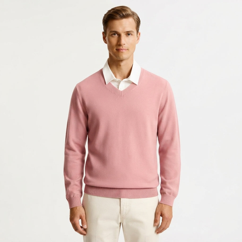 William Kensington | Classic V-Neck Ribbed Knit Sweater