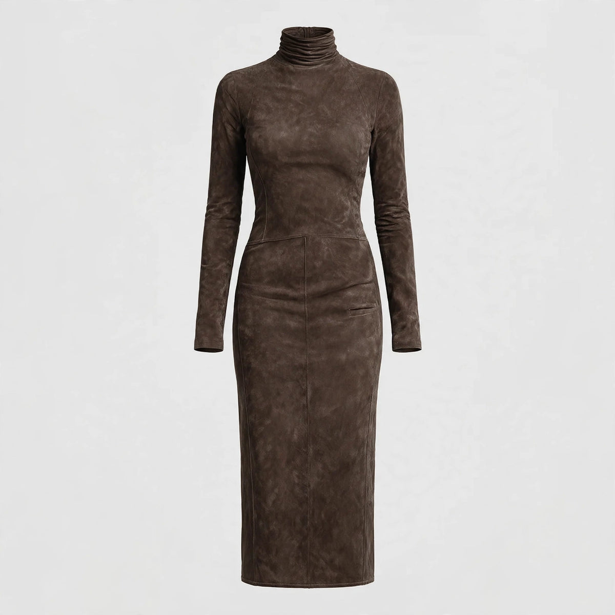 Rosamund Vance | Suede High Neck Midi Dress
