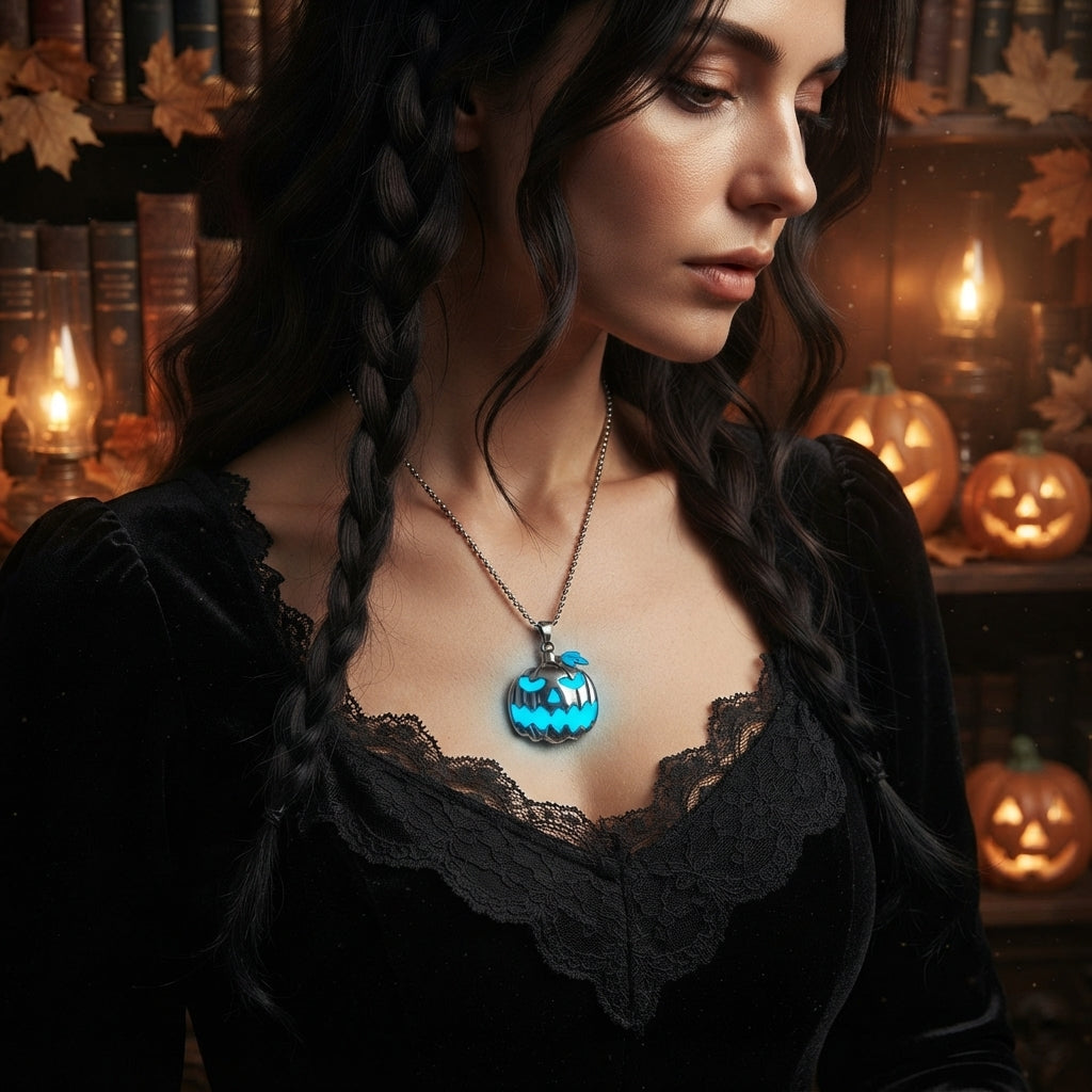Beatrice Harrison | Glowing Pumpkin Halloween Necklace