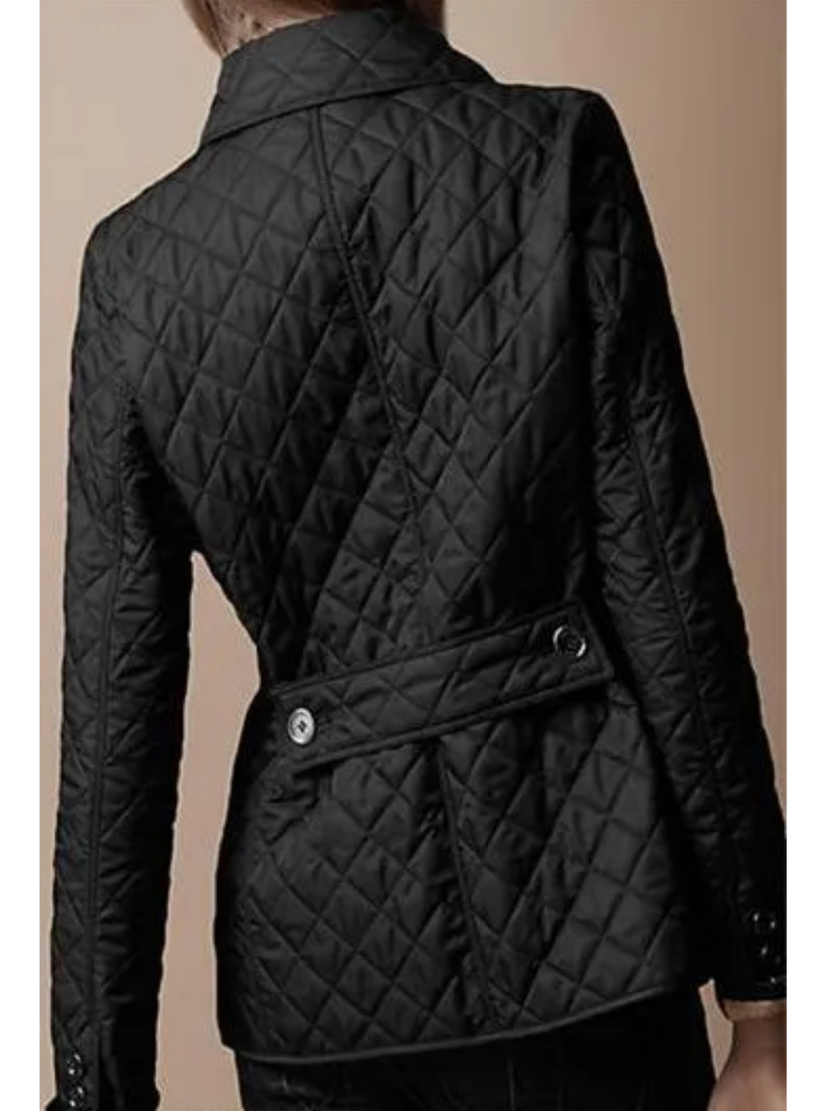 Phoebe Carter | Diamond Quilted Jacket with Turned-Down Collar