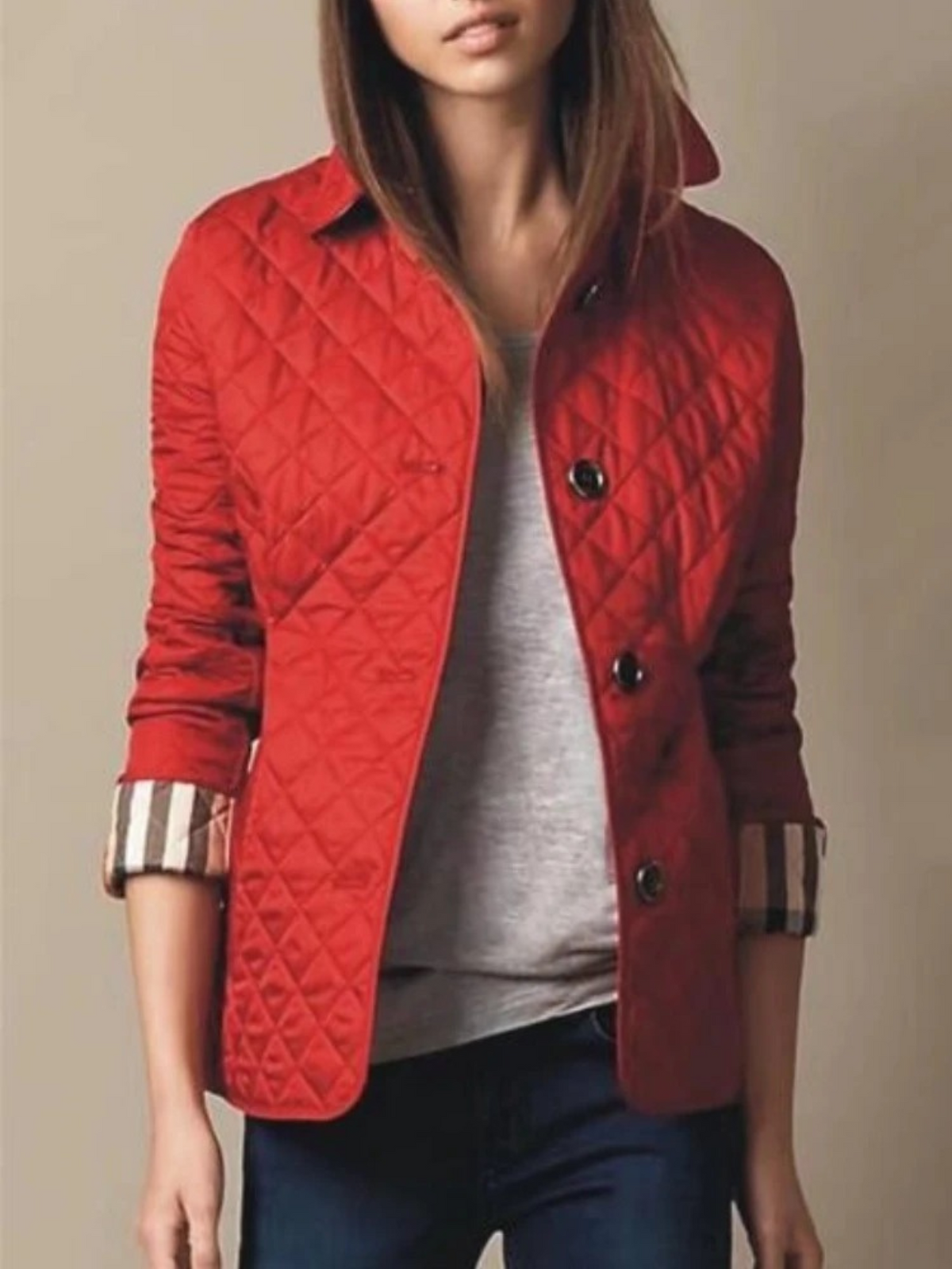 Phoebe Carter | Diamond Quilted Jacket with Turned-Down Collar