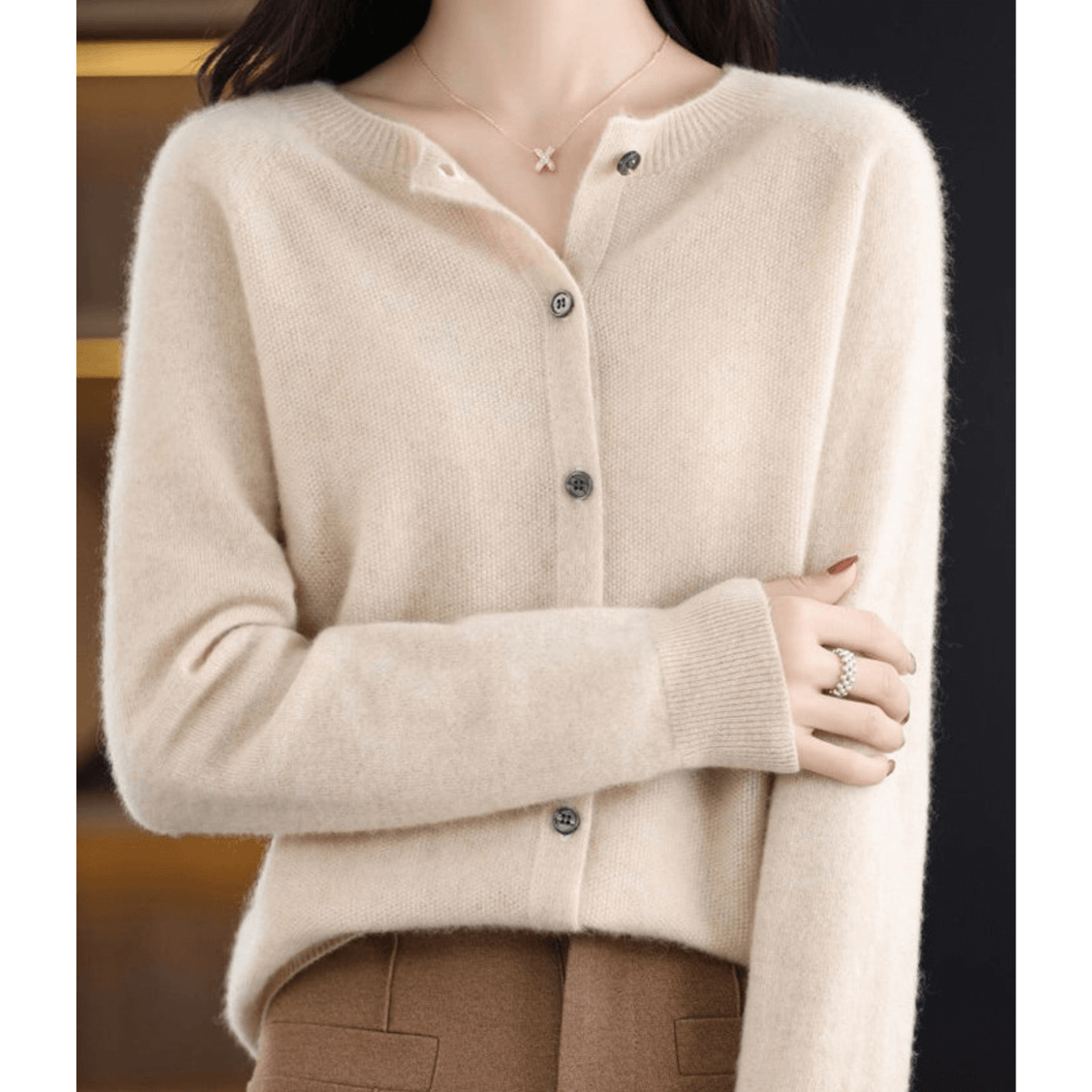 Arabella Hill | Round Neck Button-Down Cardigan
