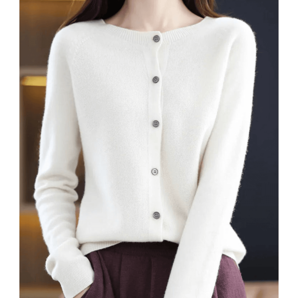 Arabella Hill | Round Neck Button-Down Cardigan