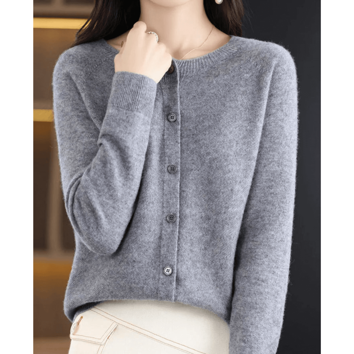 Arabella Hill | Round Neck Button-Down Cardigan