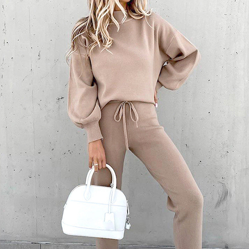 Felicity Ashworth | Cream Ribbed Knit Two-Piece Loungewear Set