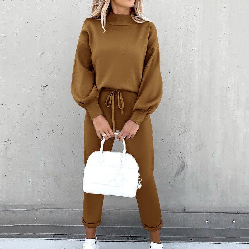 Felicity Ashworth | Cream Ribbed Knit Two-Piece Loungewear Set