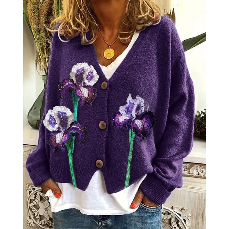 Beatrice Langford | Floral Embroidered Open-Front Cardigan